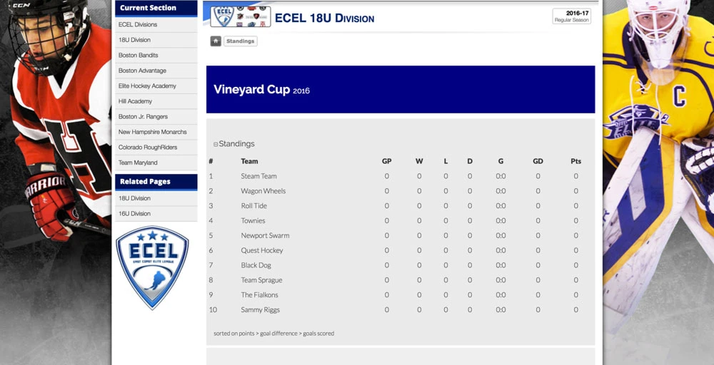 Embedded schedule screenshot example